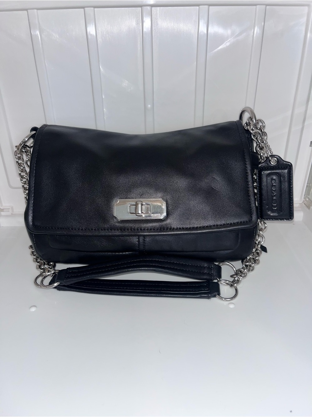 Coach Chelsea Leather Turnlock Flap Convertible Shoulder/Crossbody Bag